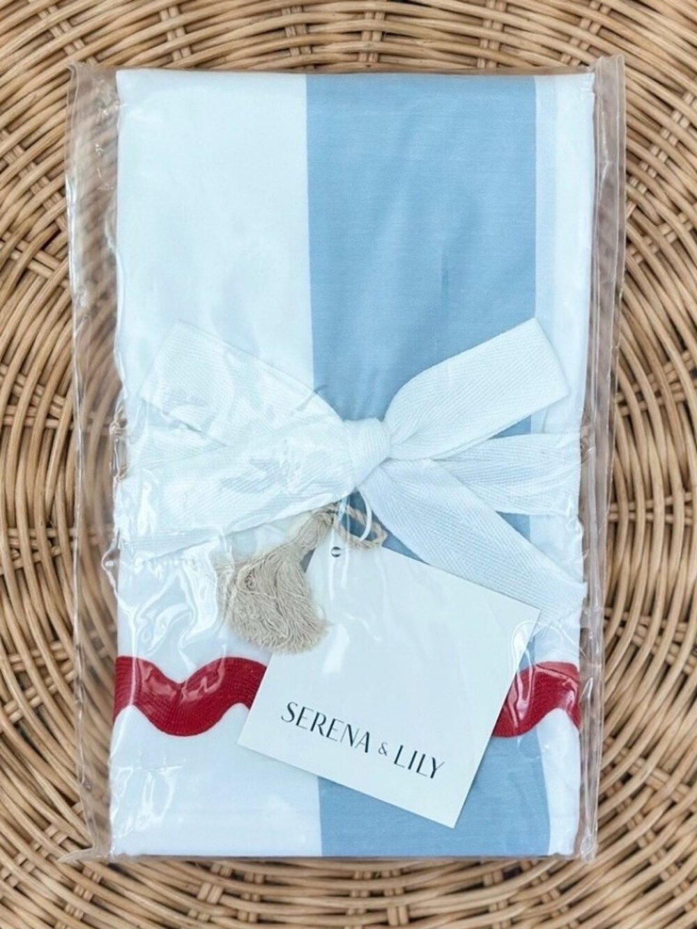 NEW Serena & Lily Beach Club Percale Stripe Euro Pillow Sham-Coastal Blue